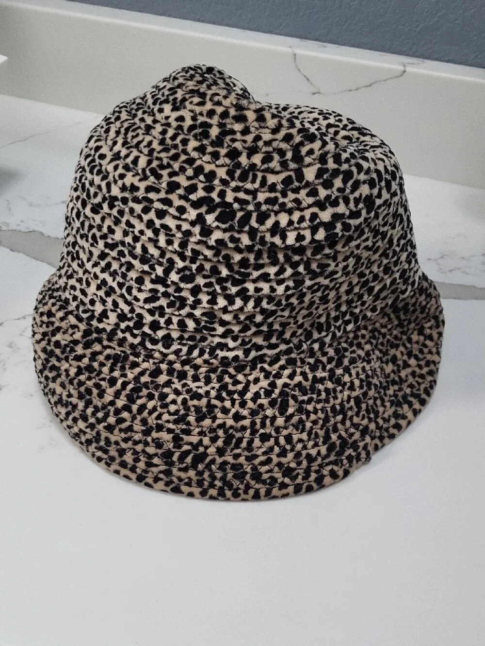 Women's Leopard Print Bucket Hat -  Beige Black